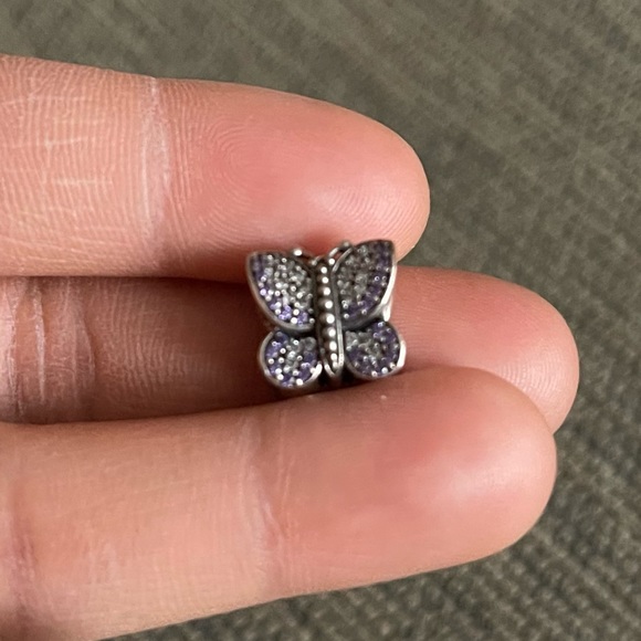 Retired Pandora Dazzling Purple Butterfly Charm Purple & Clear CZ - Picture 3 of 9